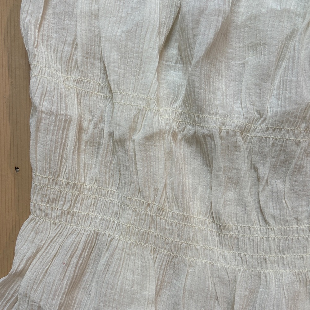 Worn Once! Festival-Ready Cream Smocked Tank Top with Ruffle Hem - Picture 3 of 6